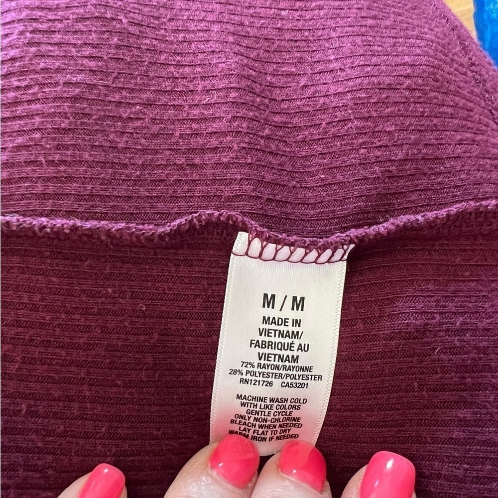 Aeropostale Burgundy Ribbed Cardigan Open Front Medium - Picture 5 of 5